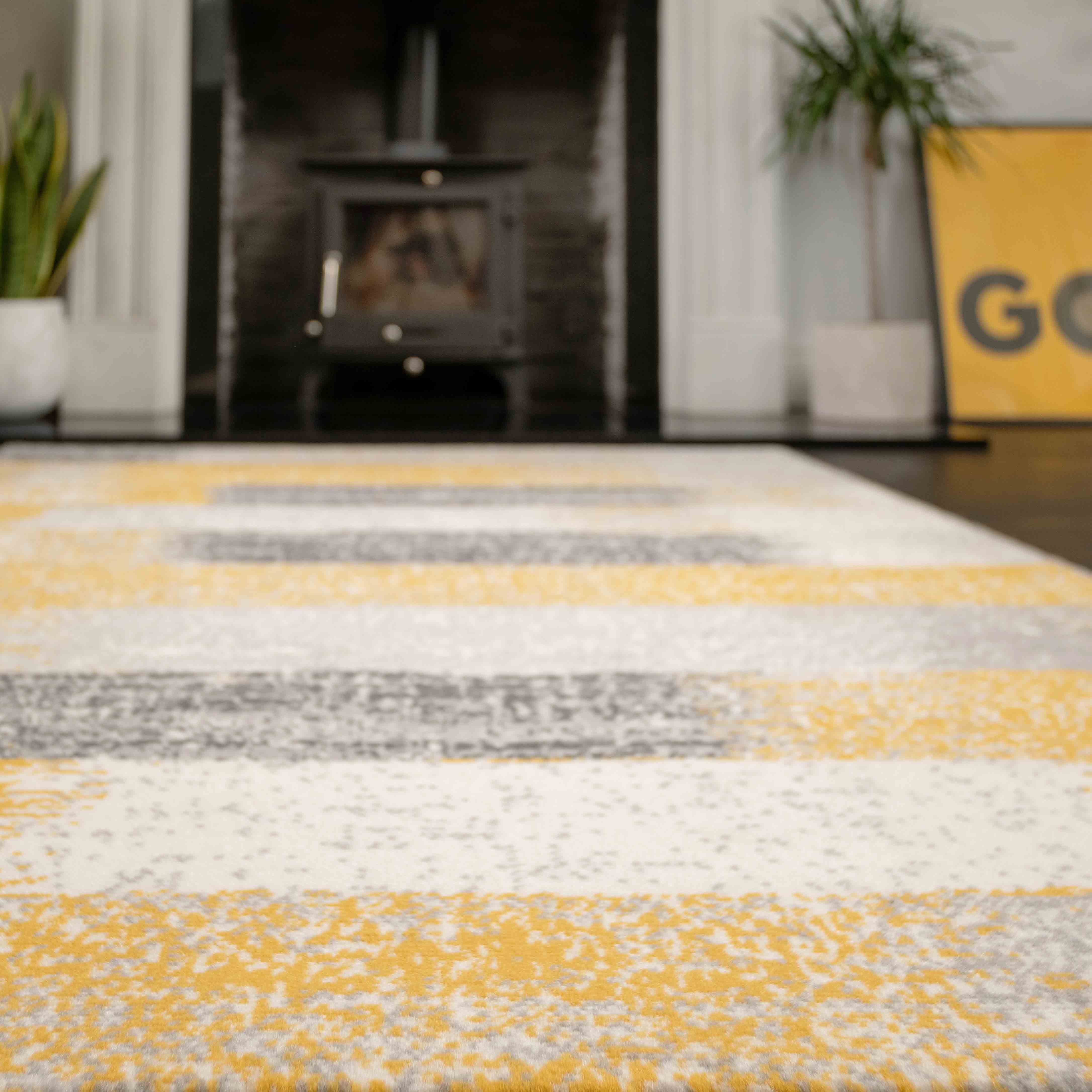 Modern Yellow and Grey Stripe Rug - Image 5