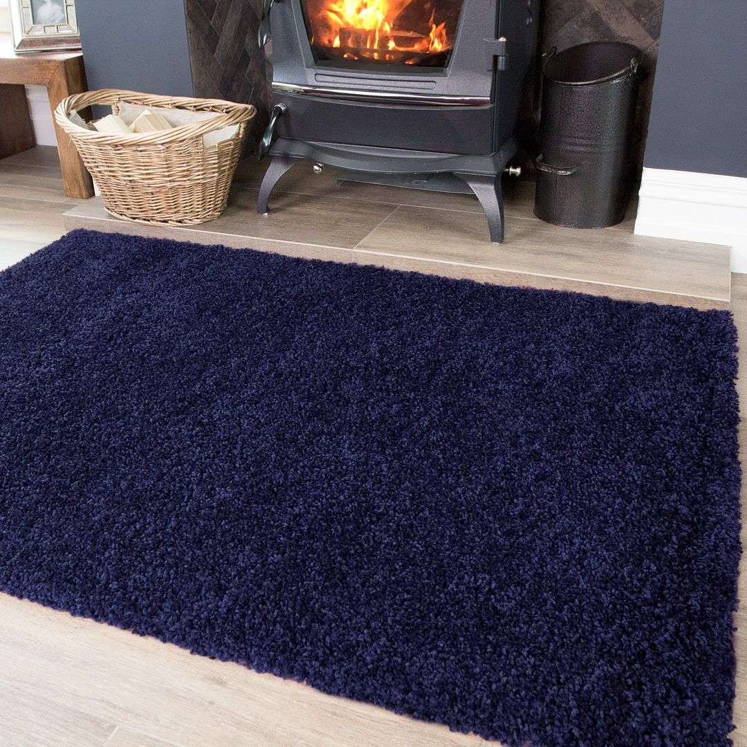 Navy Blue Shaggy Area Rug - Image 4