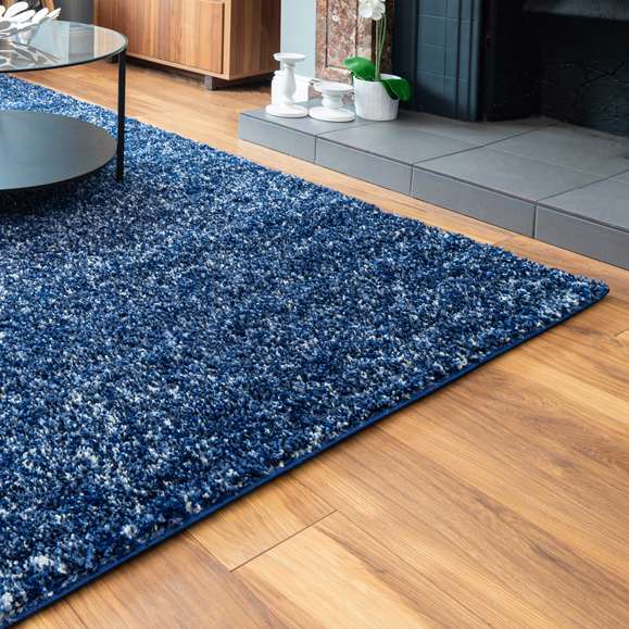 Navy Mottled Shaggy Living Room Rug - Image 3