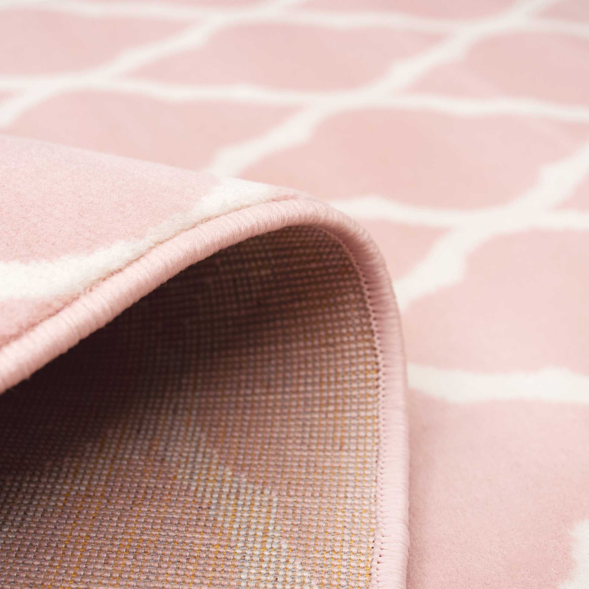 Pink Blush Moroccan Trellis Living Room Rug - Image 4