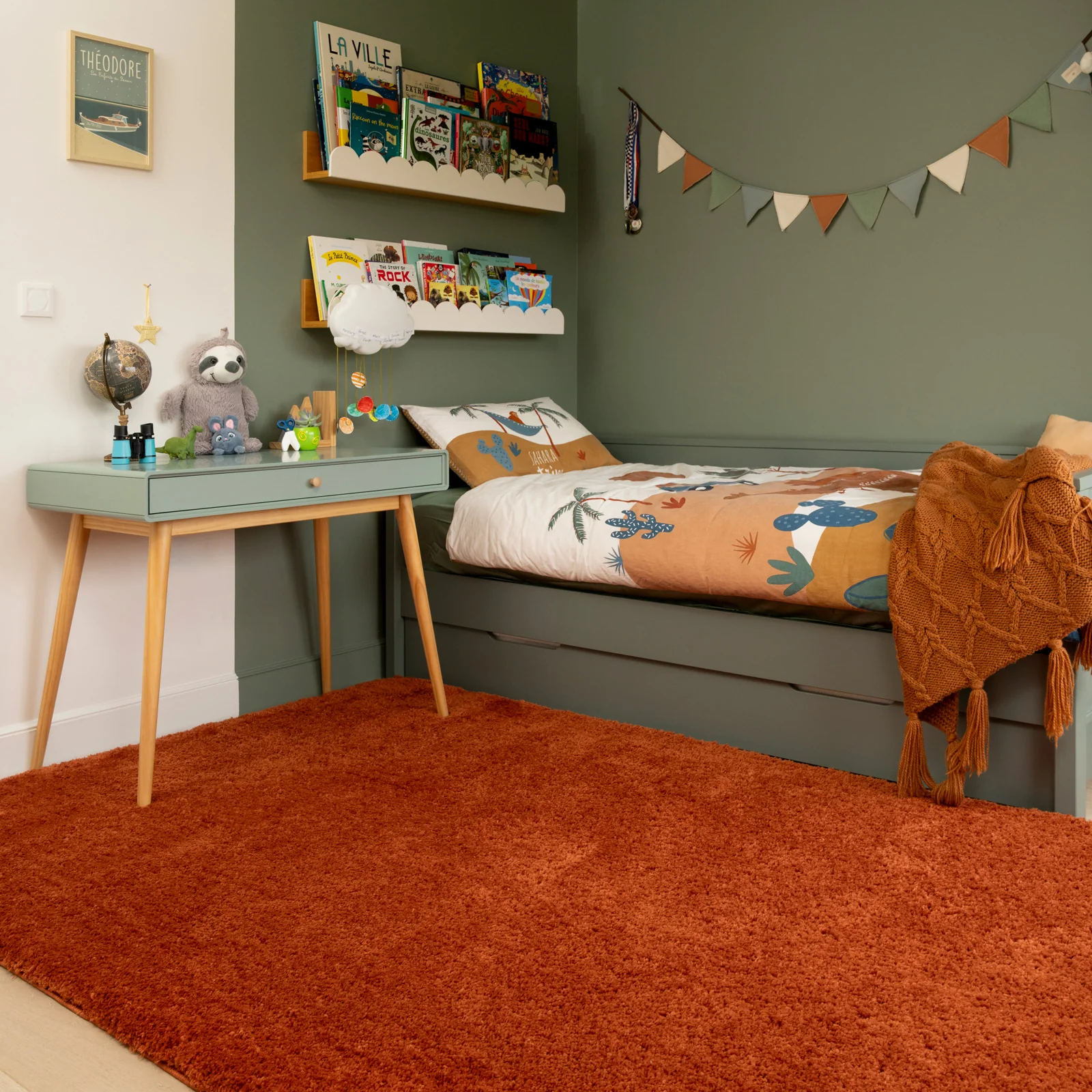 Premium Washable Terracotta Shaggy Rug - Image 11