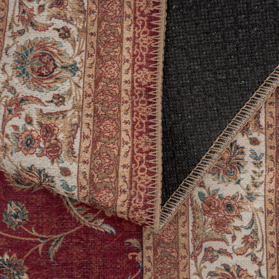 Red Elegant Washable Runner Rug - Talia - Image 5