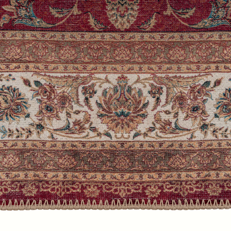 Red Elegant Washable Runner Rug - Talia - Image 3