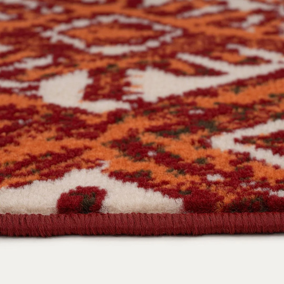 Red Orange Patterned Living Room Rug - Image 4