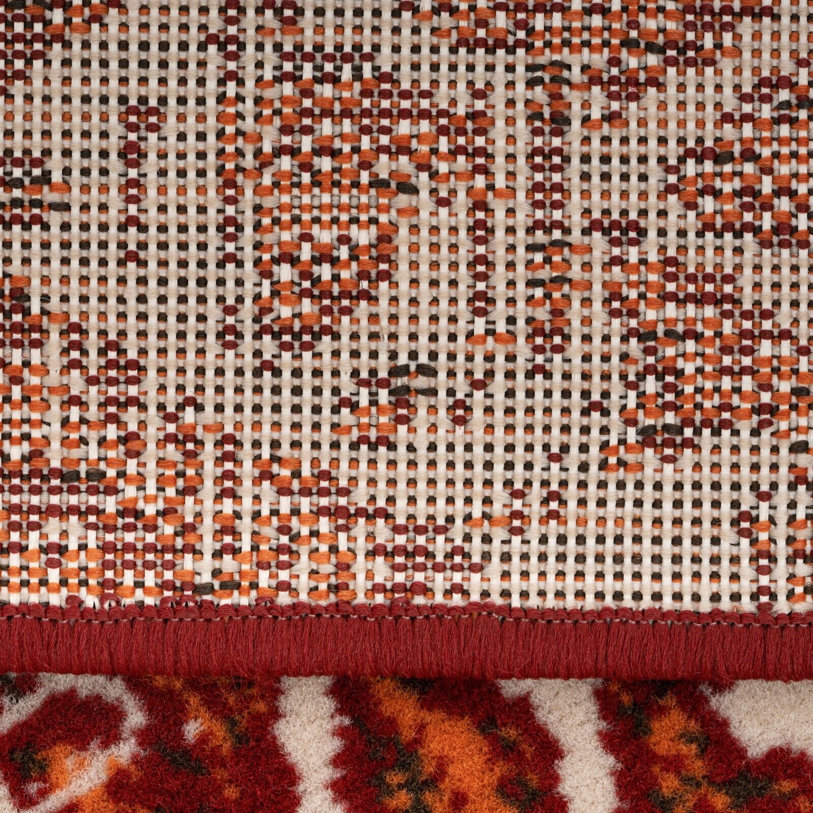 Red Orange Patterned Living Room Rug - Image 6