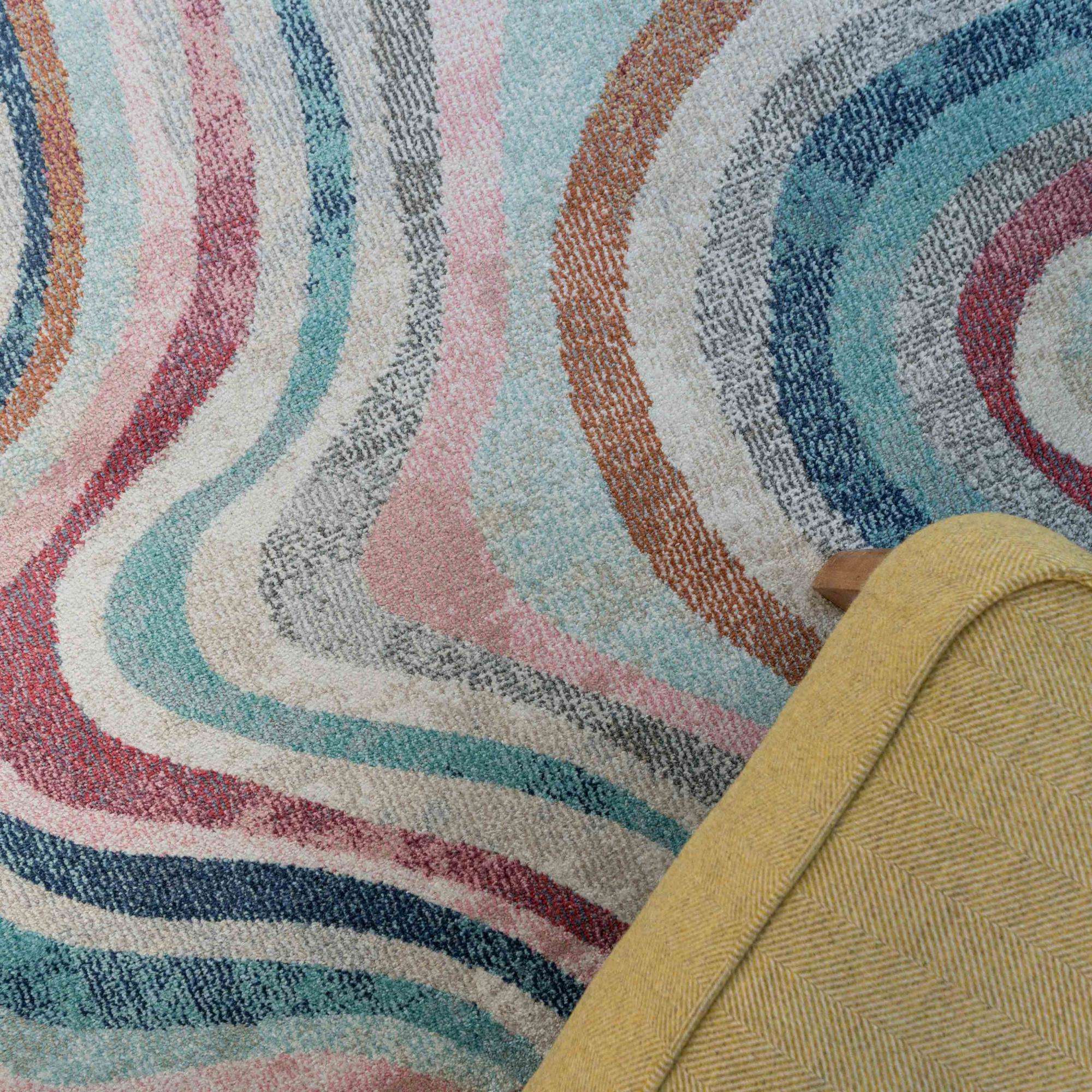 Soft Abstract Marbled Multicolour Living Room Rug - Matki - Image 3