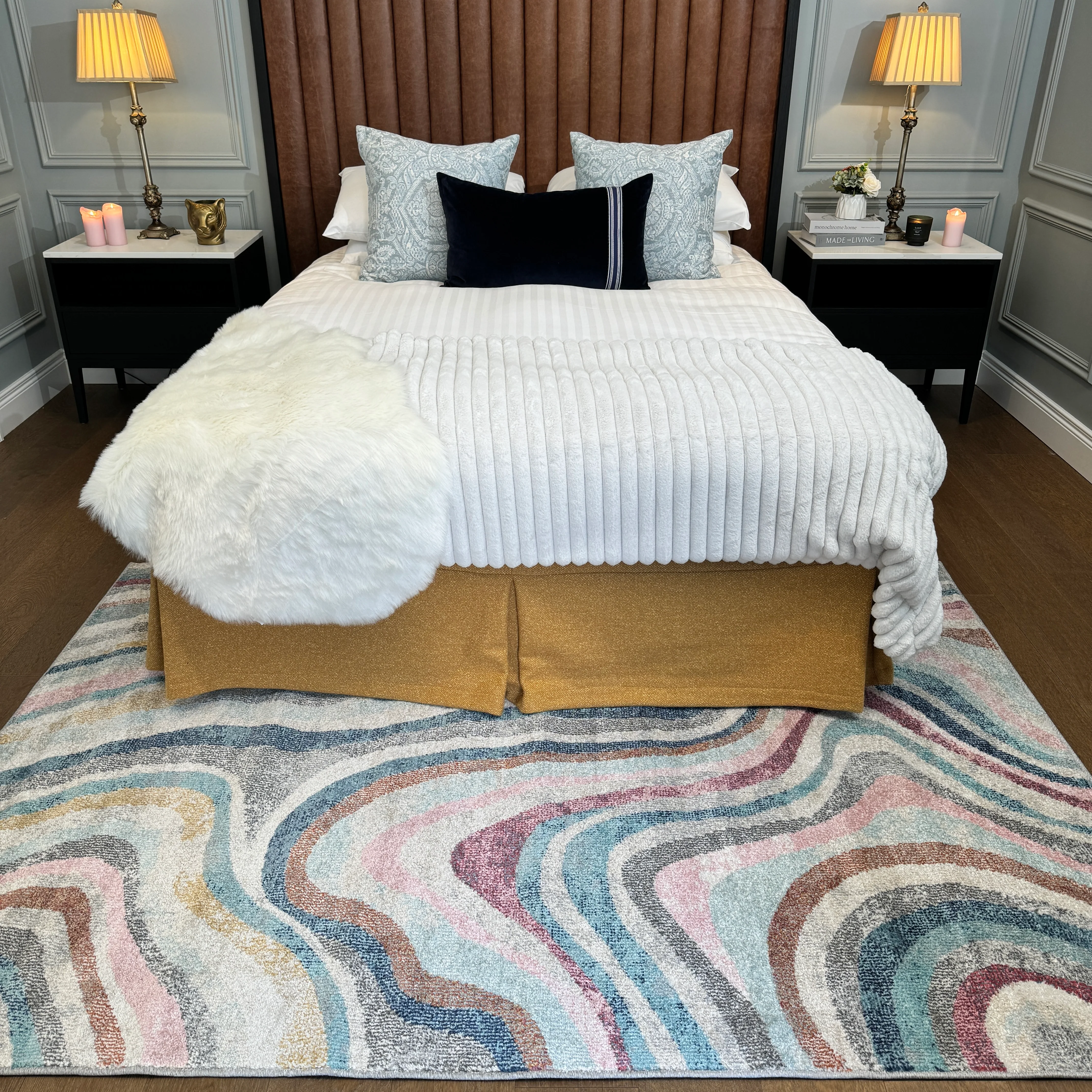 Soft Abstract Marbled Multicolour Living Room Rug - Matki - Image 7