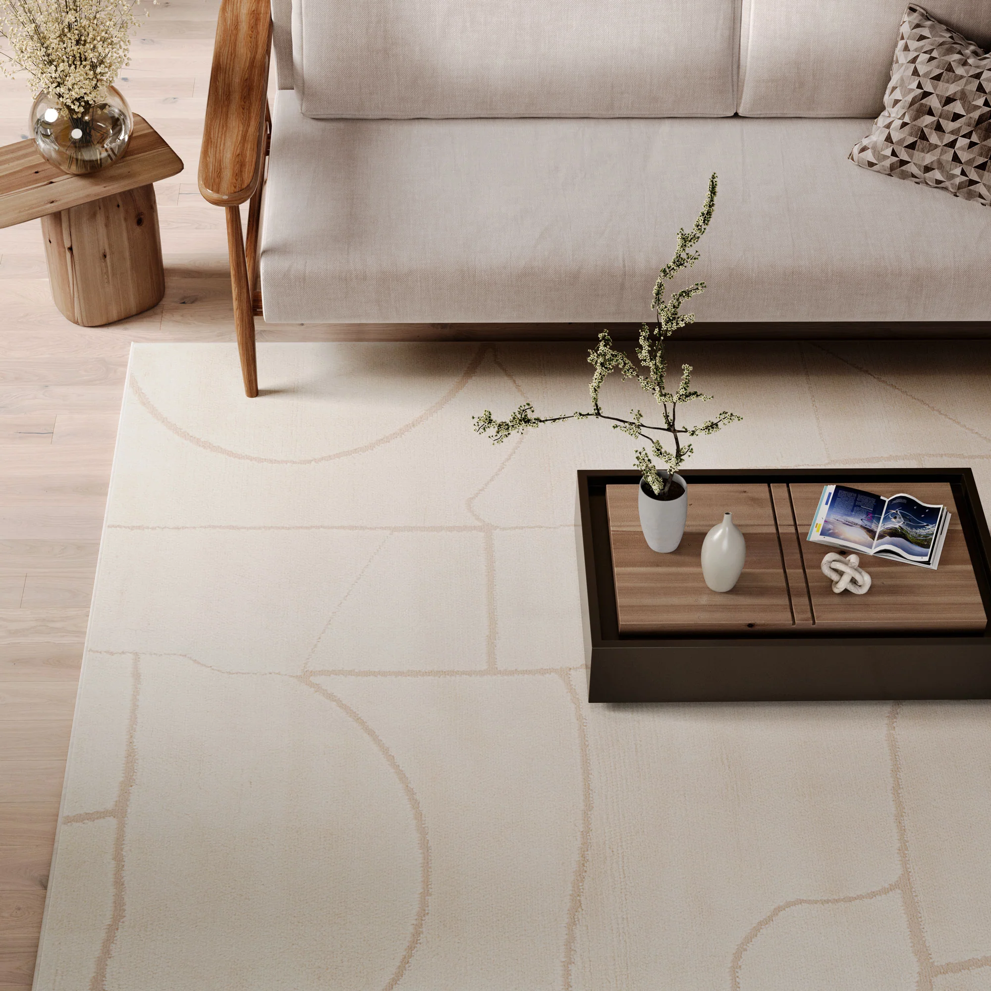 Soft Cream Abstract Rug - Aura - Image 5