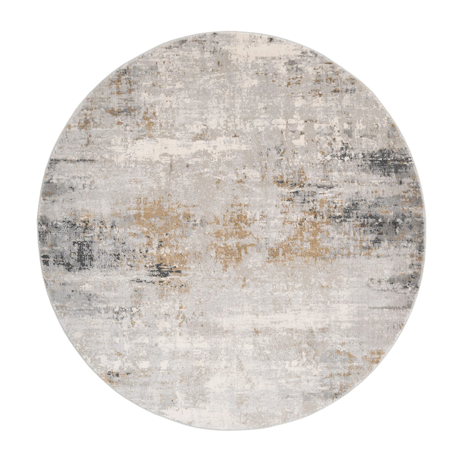 Soft Grey Gold Abstract Circle Rug - Moonshine - Image 4