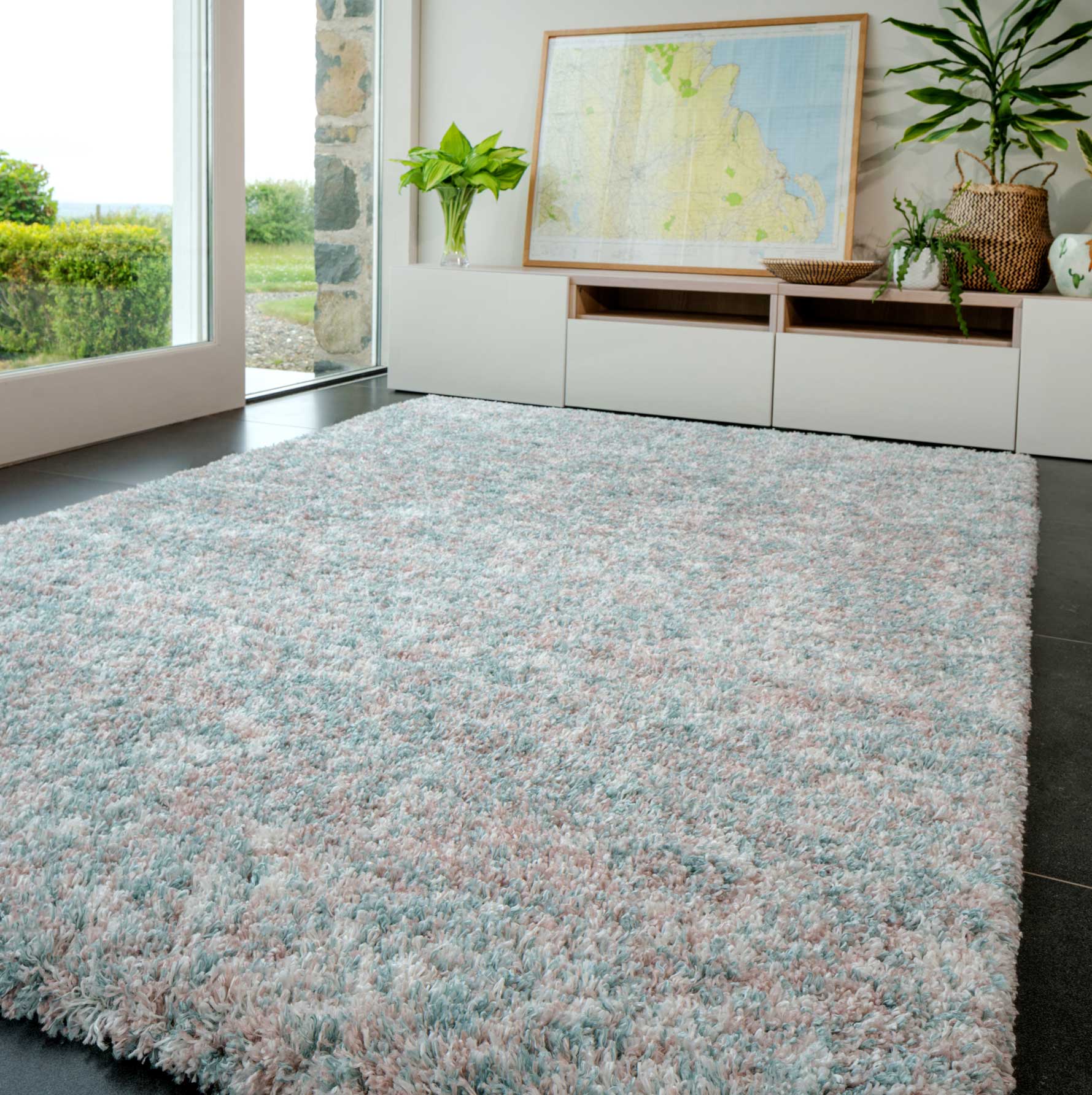Soft Mottled Light Blue Shaggy Area Rug - Image 4