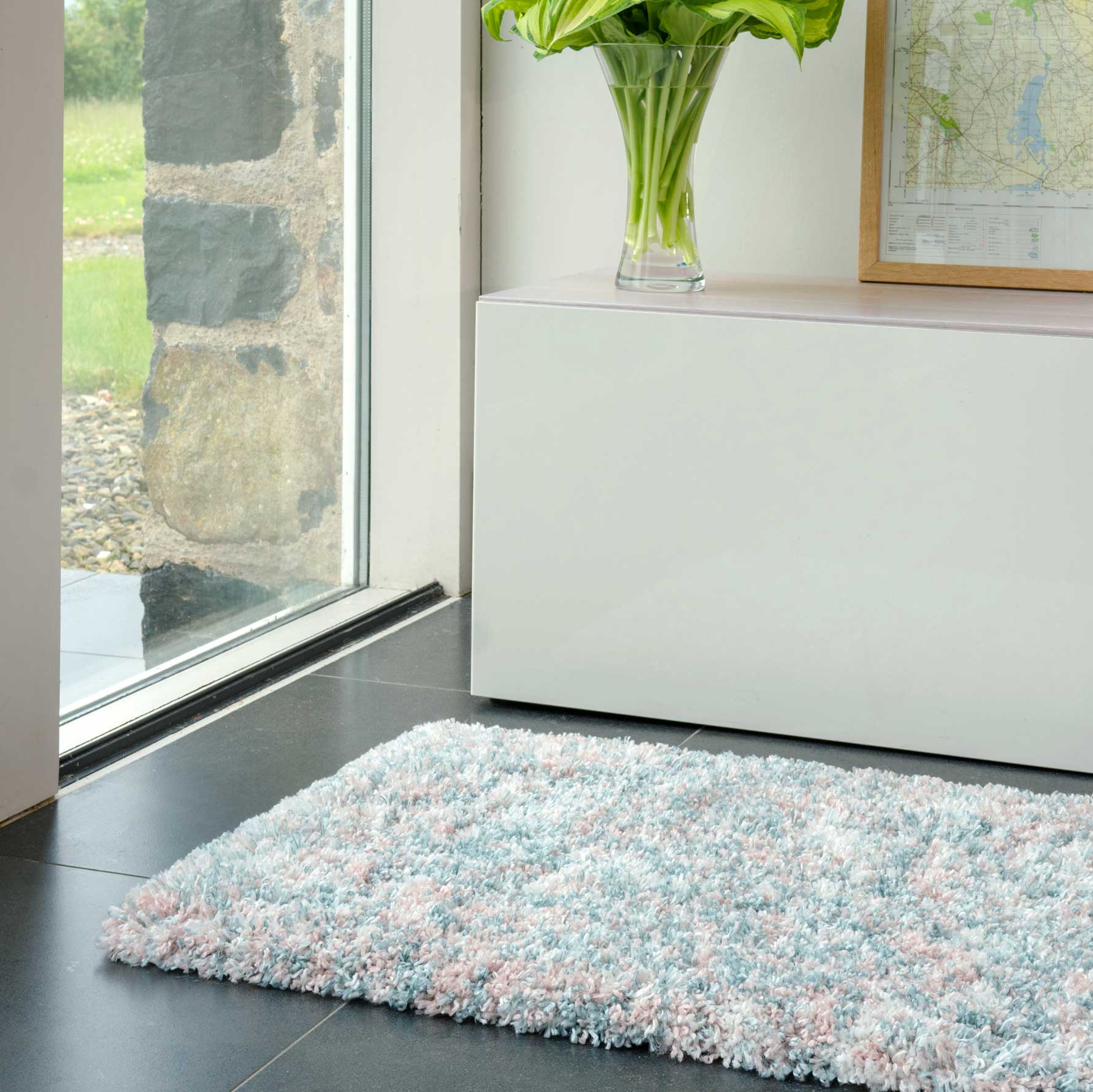 Soft Mottled Light Blue Shaggy Area Rug - Image 5