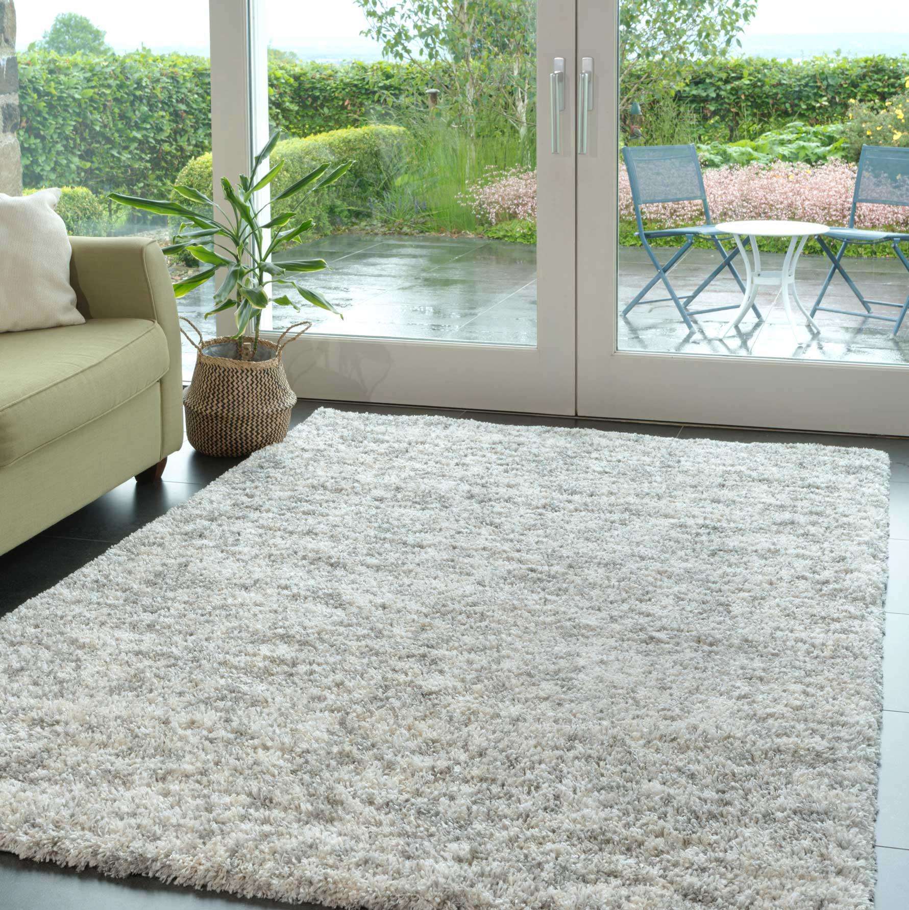 Soft Mottled Silver Shaggy Area Rug - Image 3