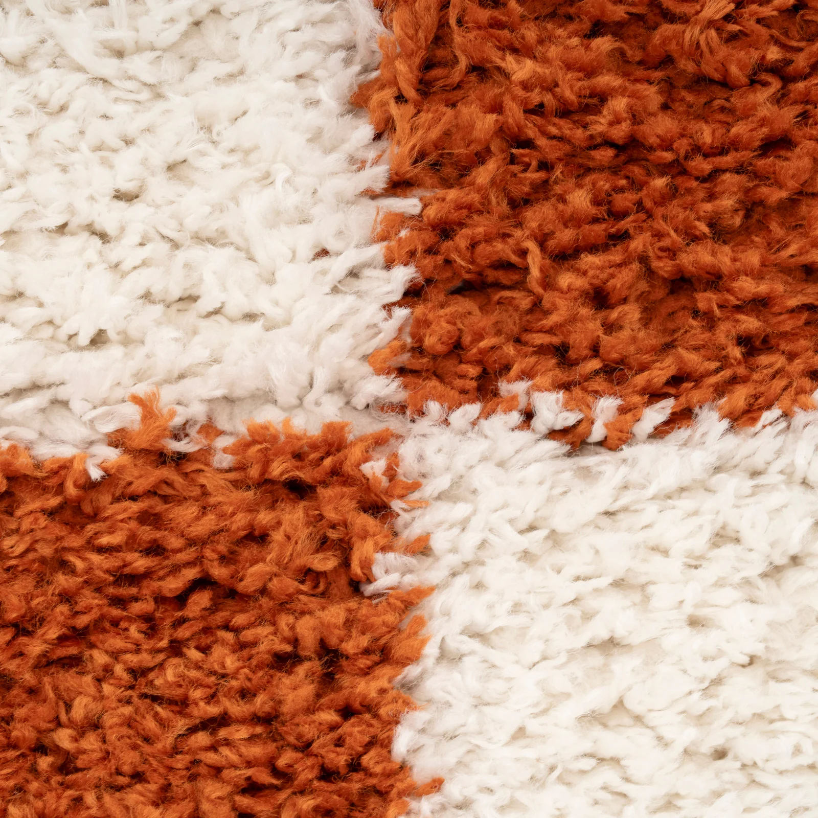 Soft Rust Checkerboard Shaggy Rug - Gigi - Image 7