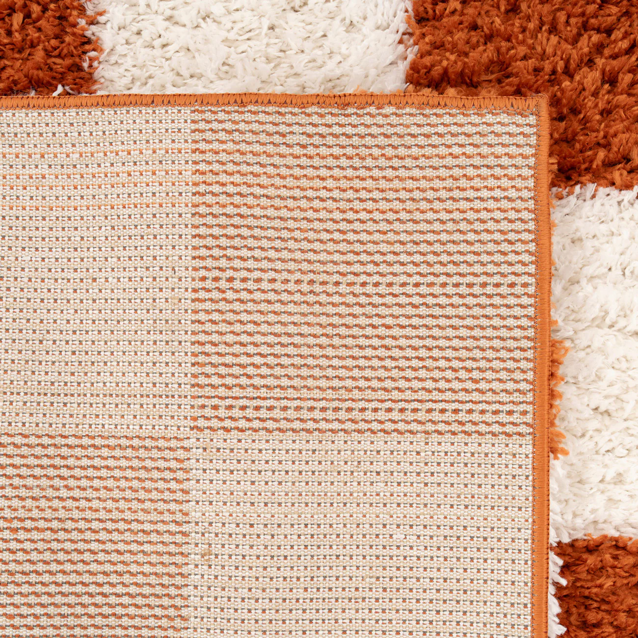 Soft Rust Checkerboard Shaggy Rug - Gigi - Image 8