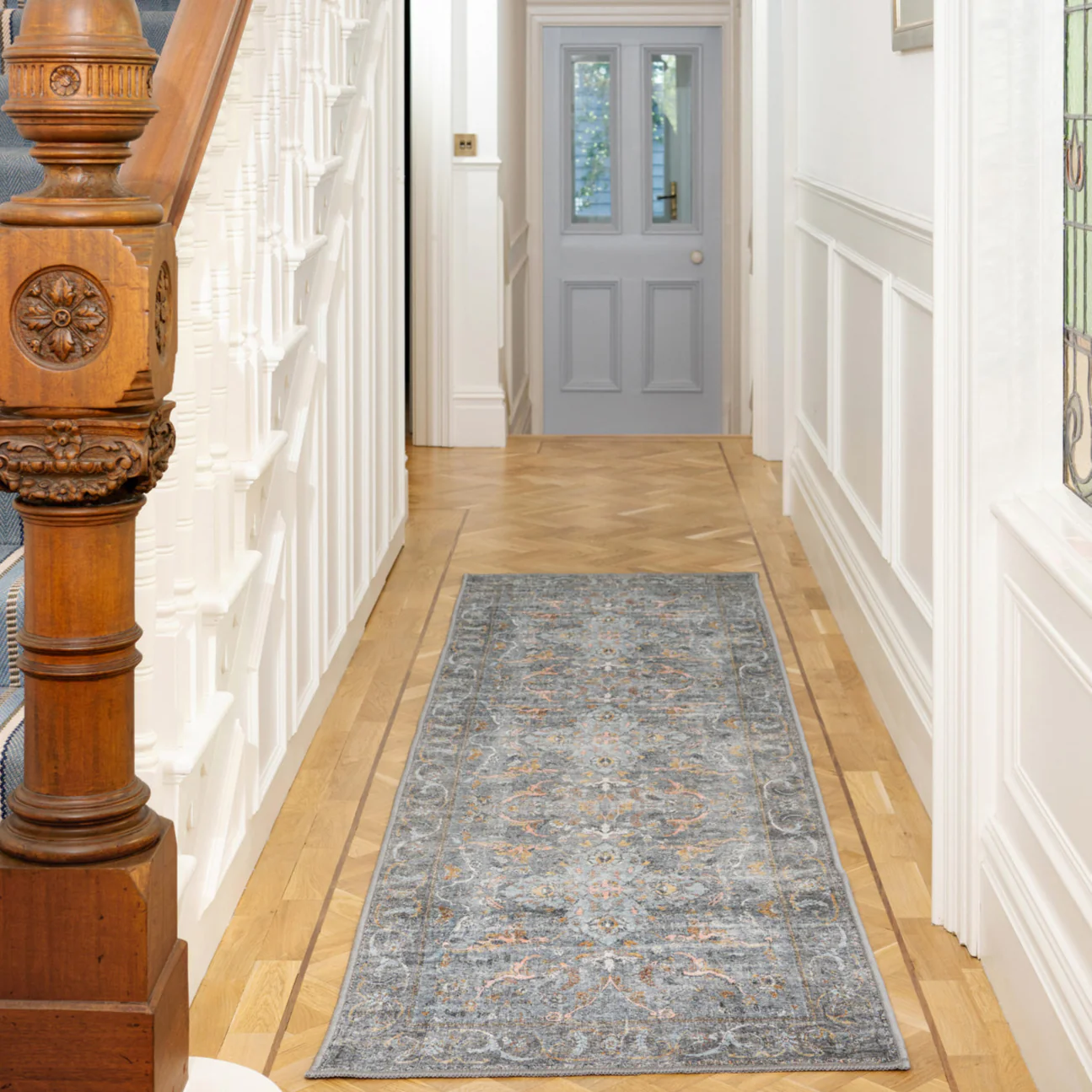 Soft Washable Blue Boho Runner - Clara - Image 3