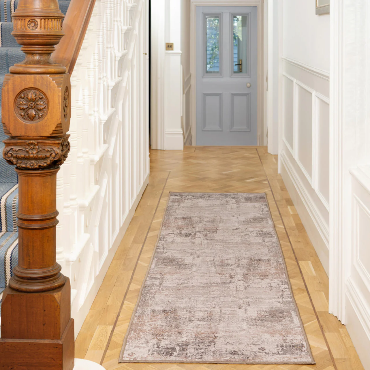 Soft Washable Distressed Greige Runner - Ernest - Image 3