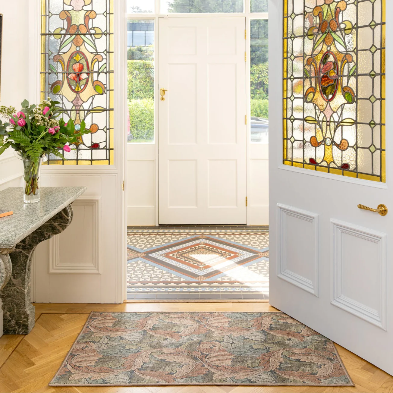 Soft Washable Green Leaf Doormat - Sylvan - Image 2