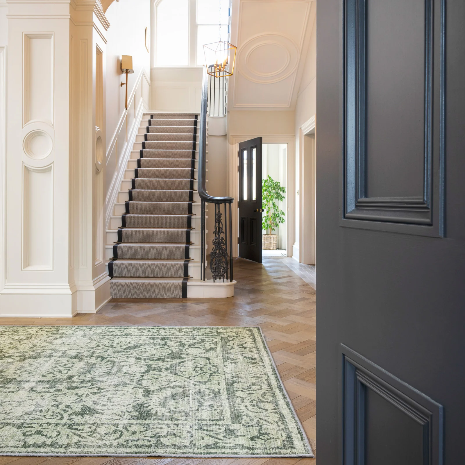 Soft Washable Green Motif Rug - Pippa - Image 3