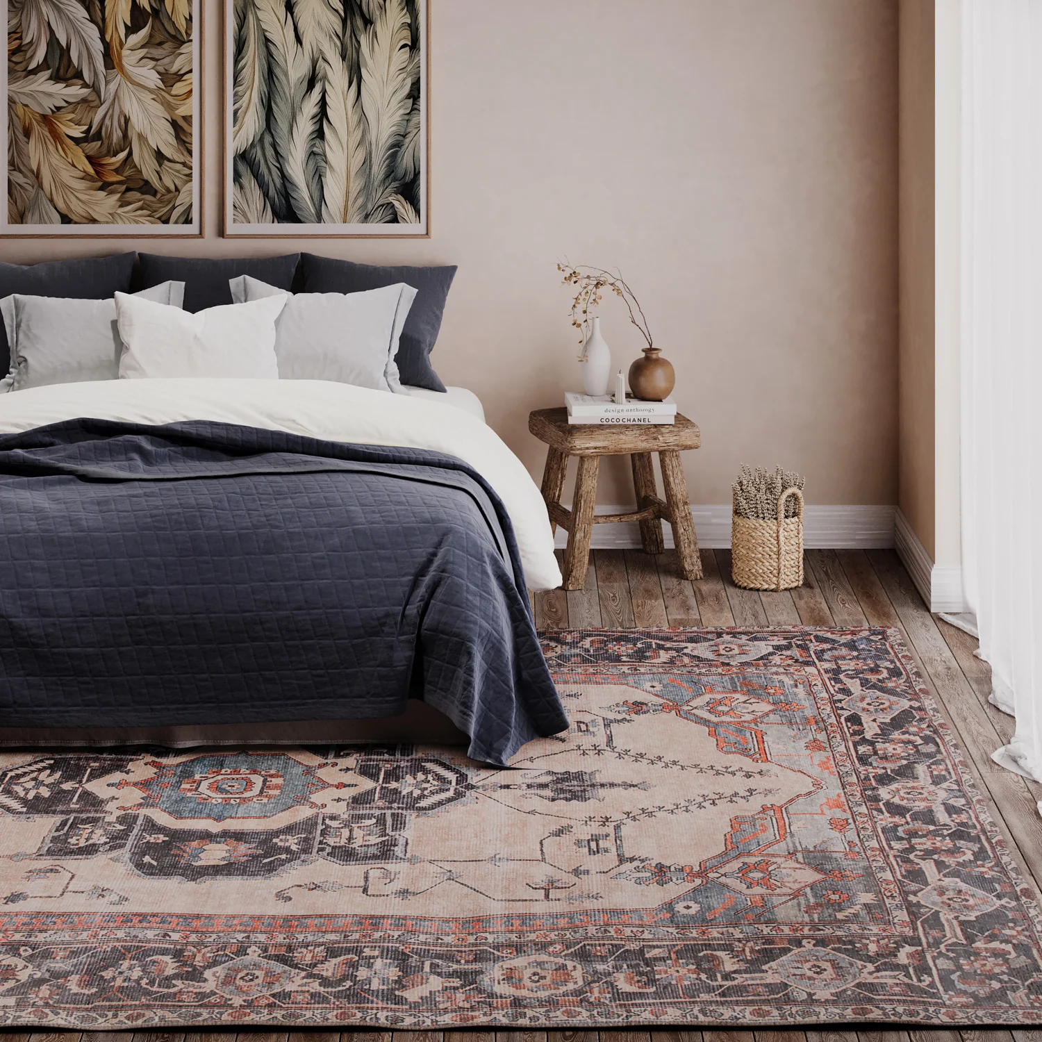 Soft Washable Blue Heritage Rug - Hazel - Image 6