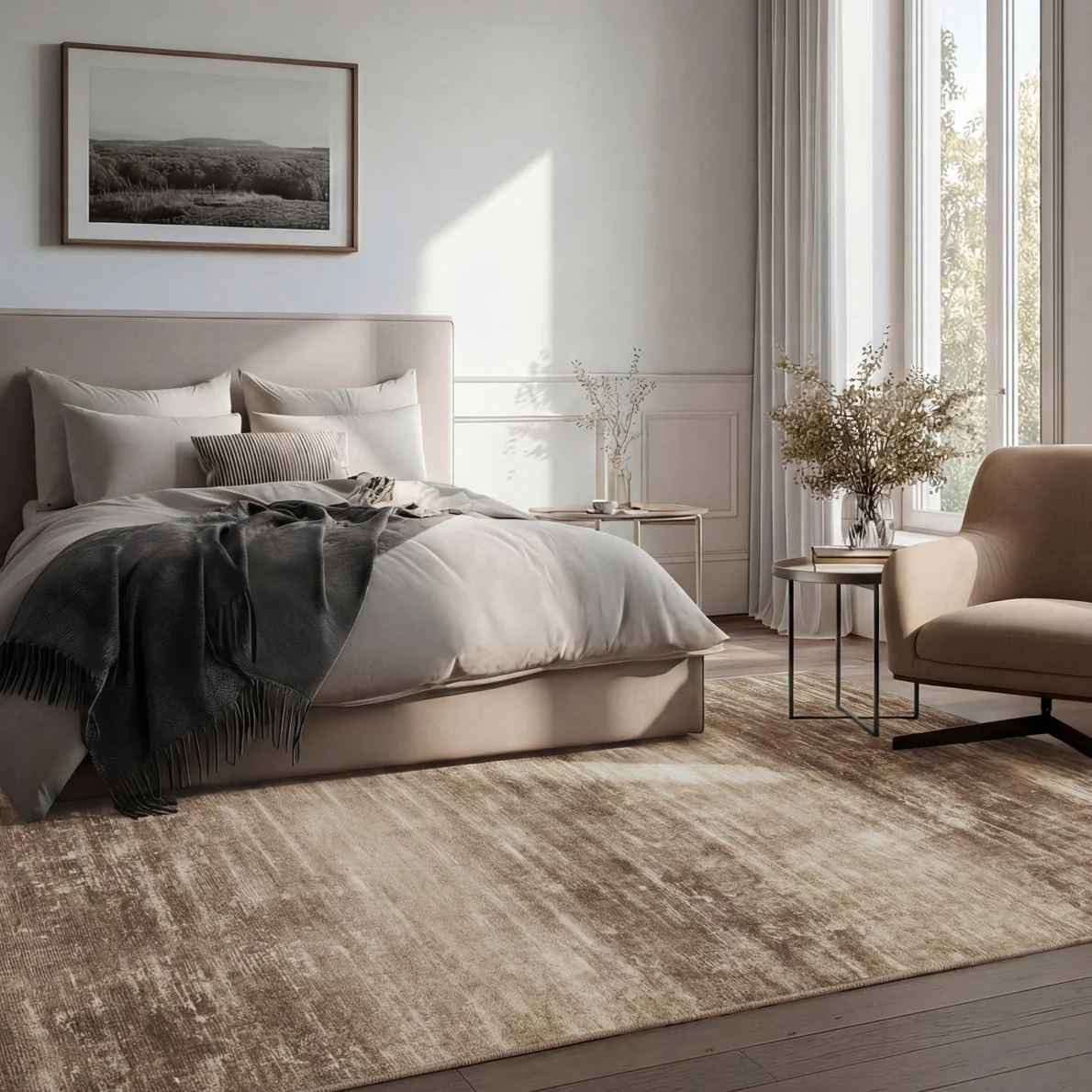 Soft Washable Mossy Brown Beige Rug - Ryn - Image 2