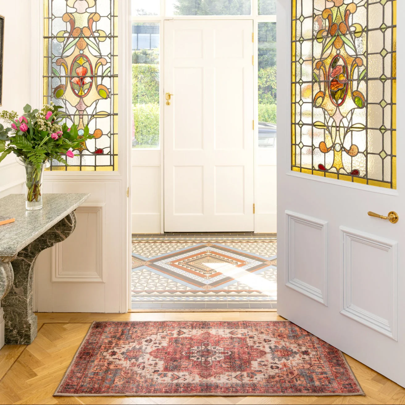 Soft Washable Red Antique Doormat - Eliza - Image 2