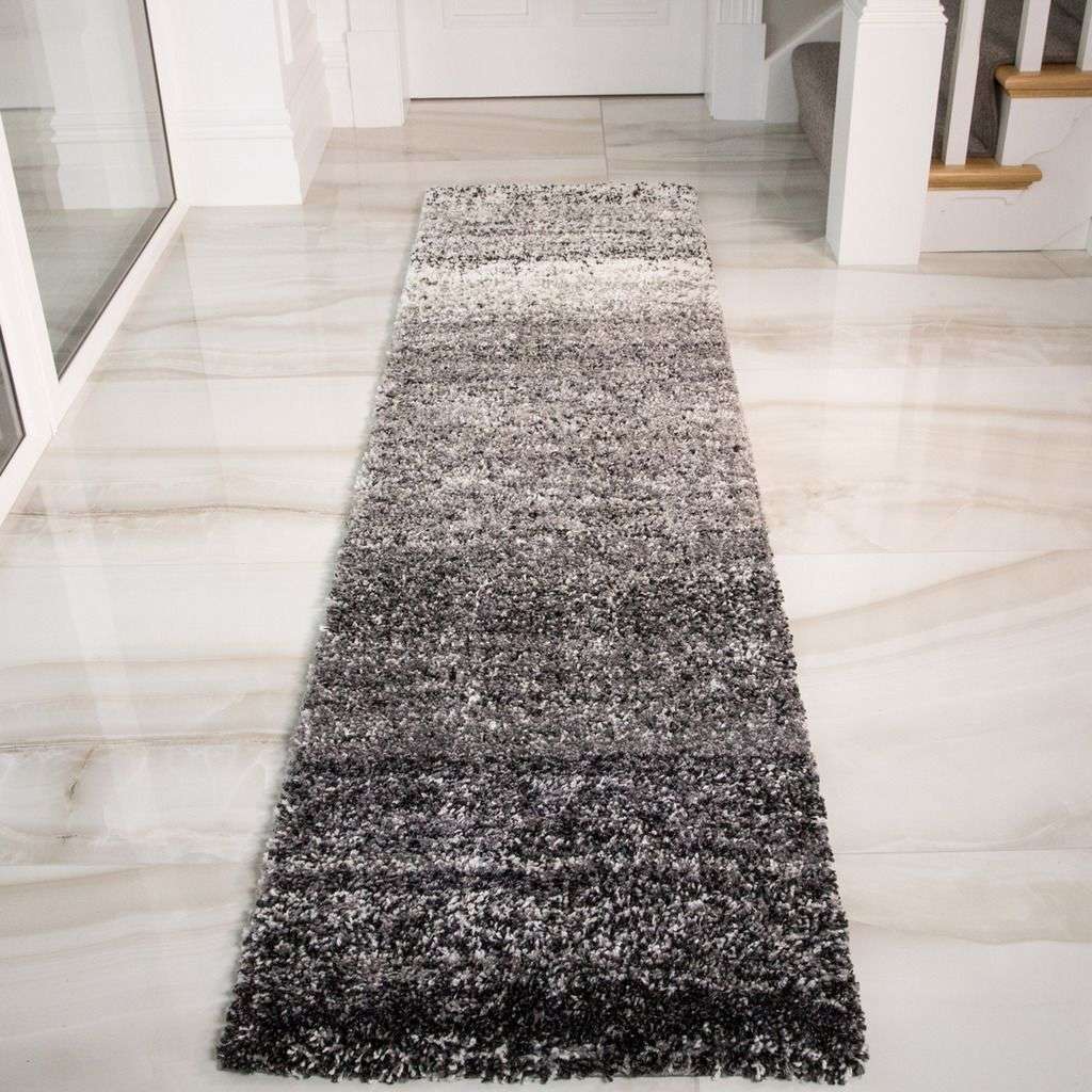 Super Soft Black Stripe Shaggy Bedroom Rug - Image 5
