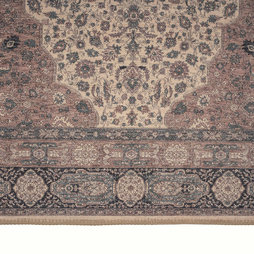 Flatwoven Washable Teal Medallion Area Rug - Caragh - Image 5
