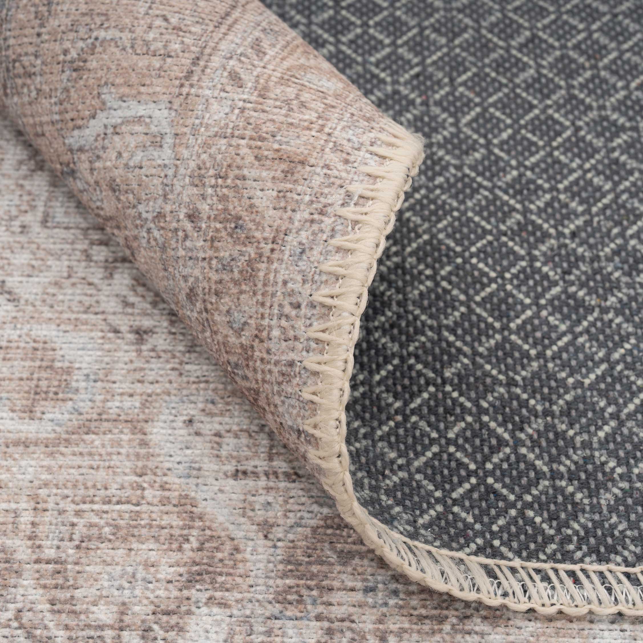 Flatwoven Washable Traditional Beige Circle Rug - Image 4