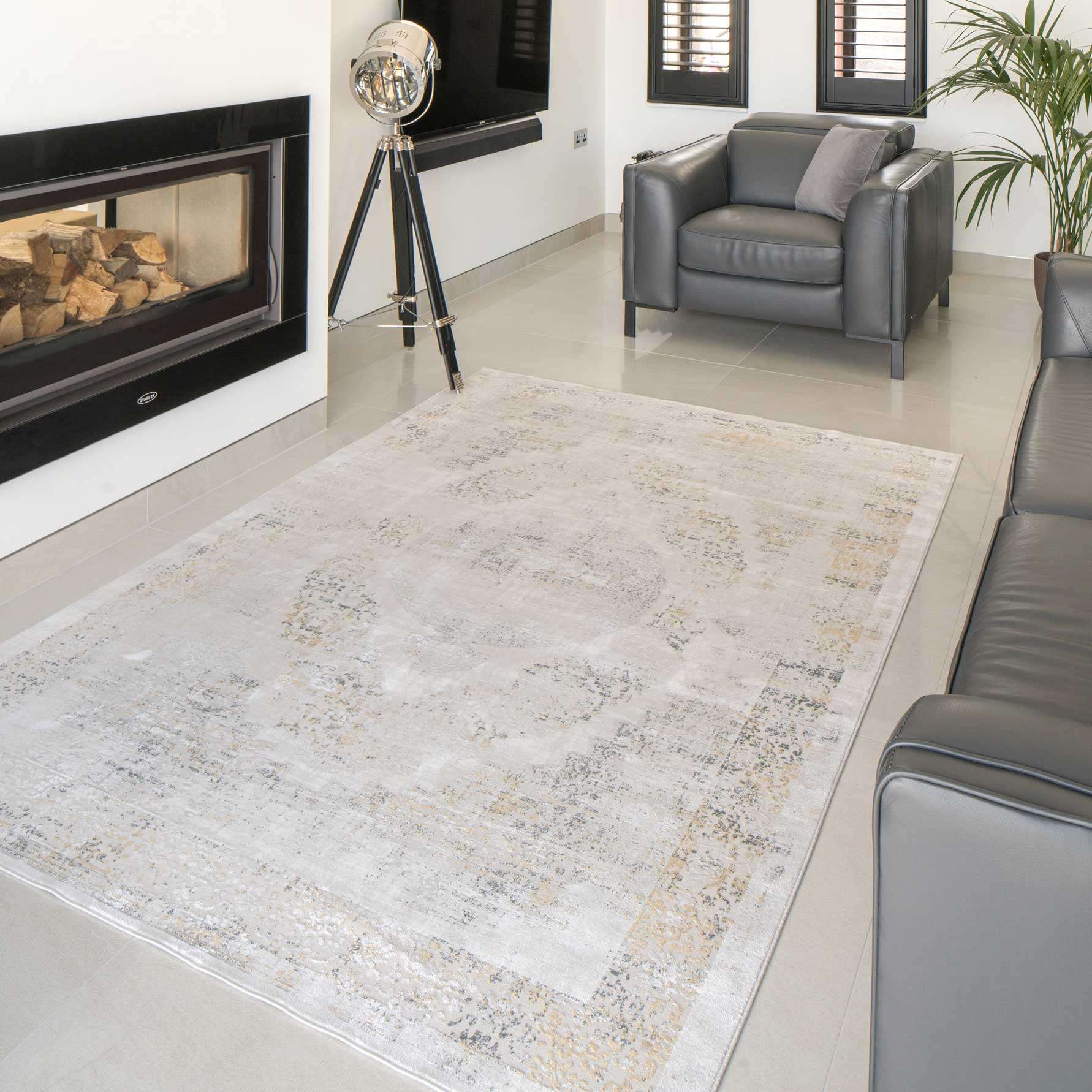 Traditional Grey Medallion Living Room Rug - Dunn - Image 6