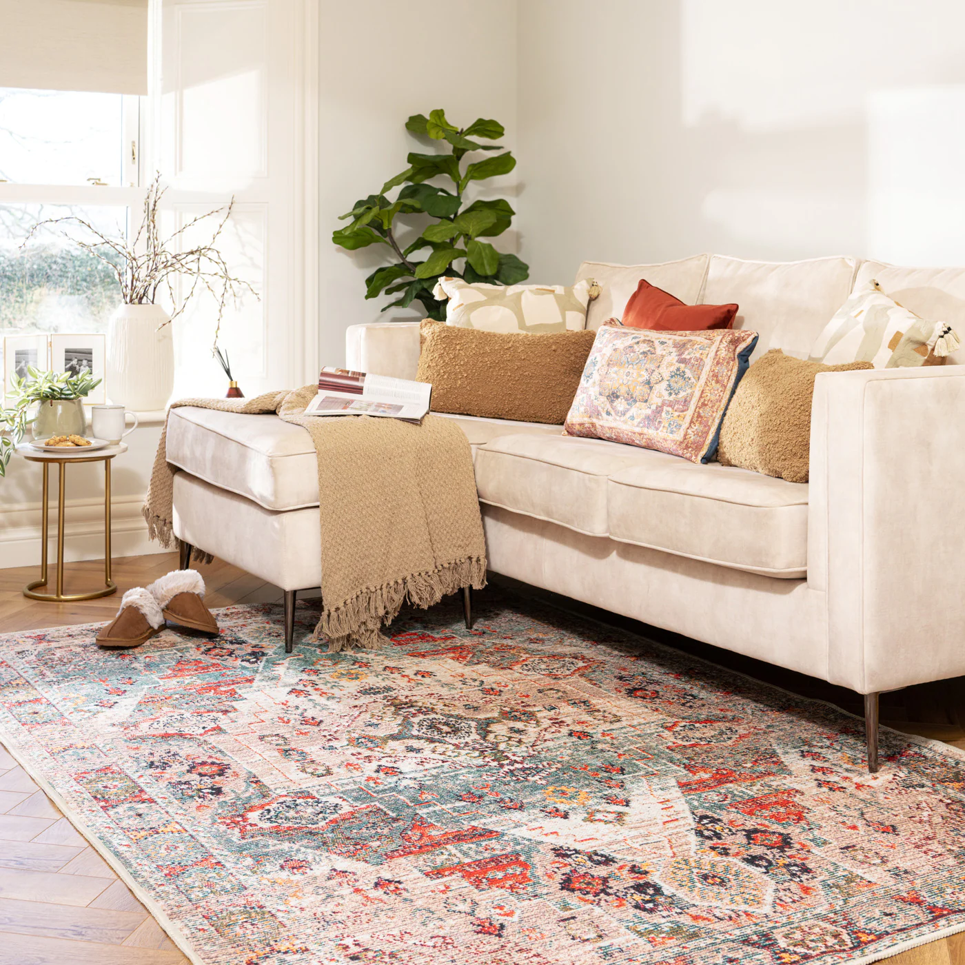 Traditional Medallion Washable Rug - Hue - Image 4