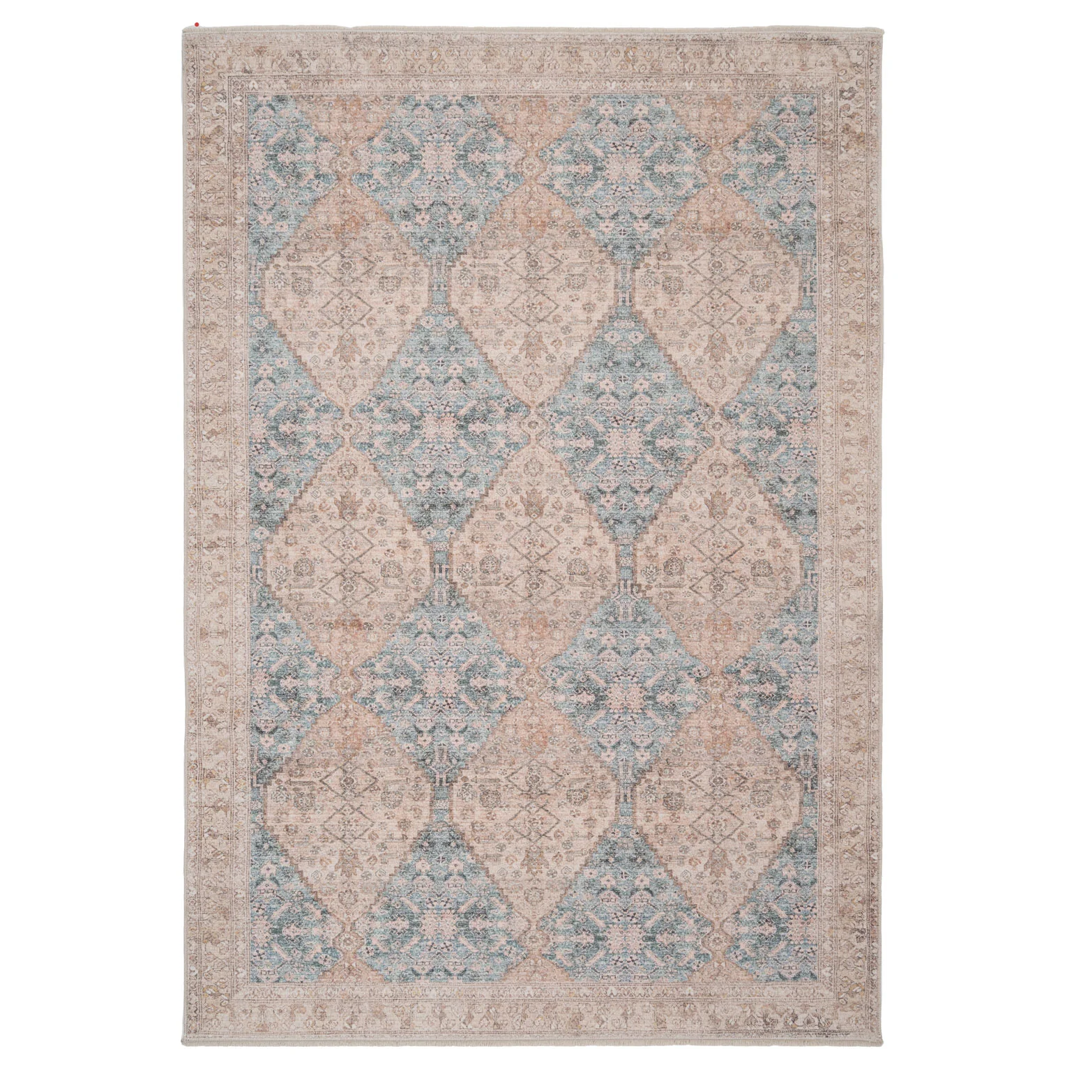 Vintage Blue Diamond Rug - Genevieve - Image 2