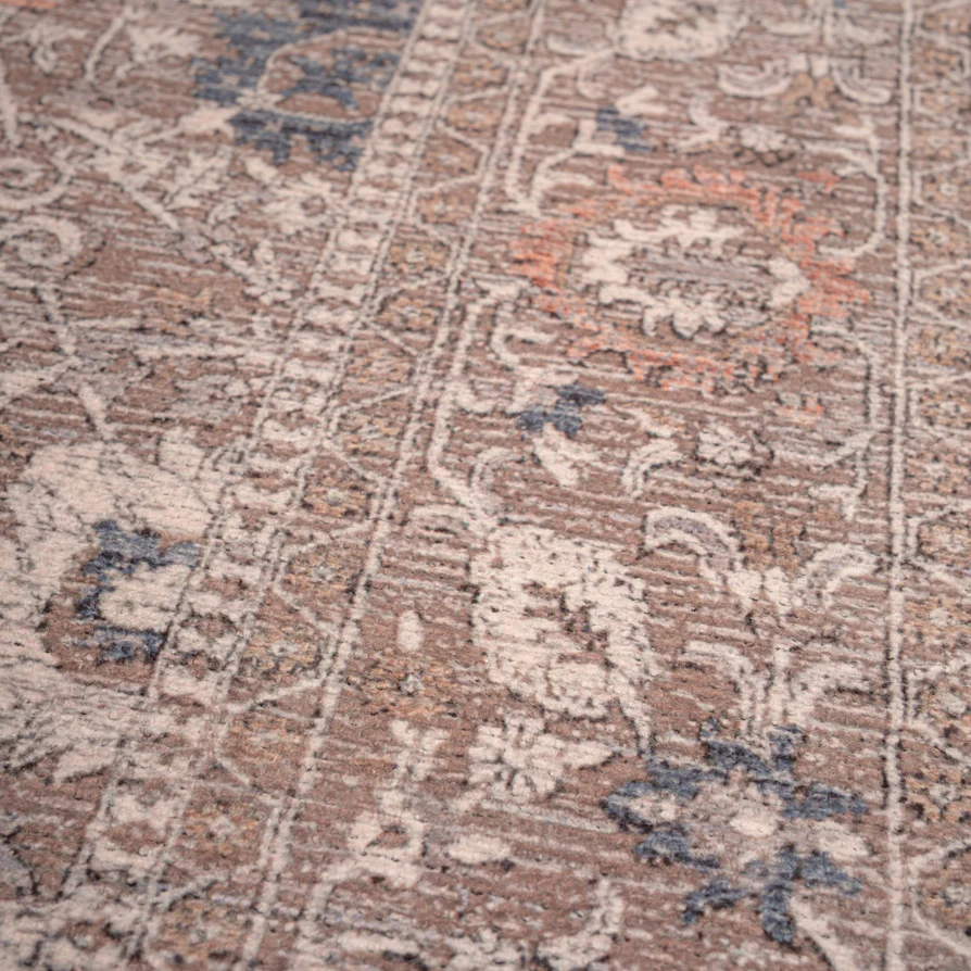 Flatwoven Washable Vintage Distressed Floral Area Rug - Macie - Image 11
