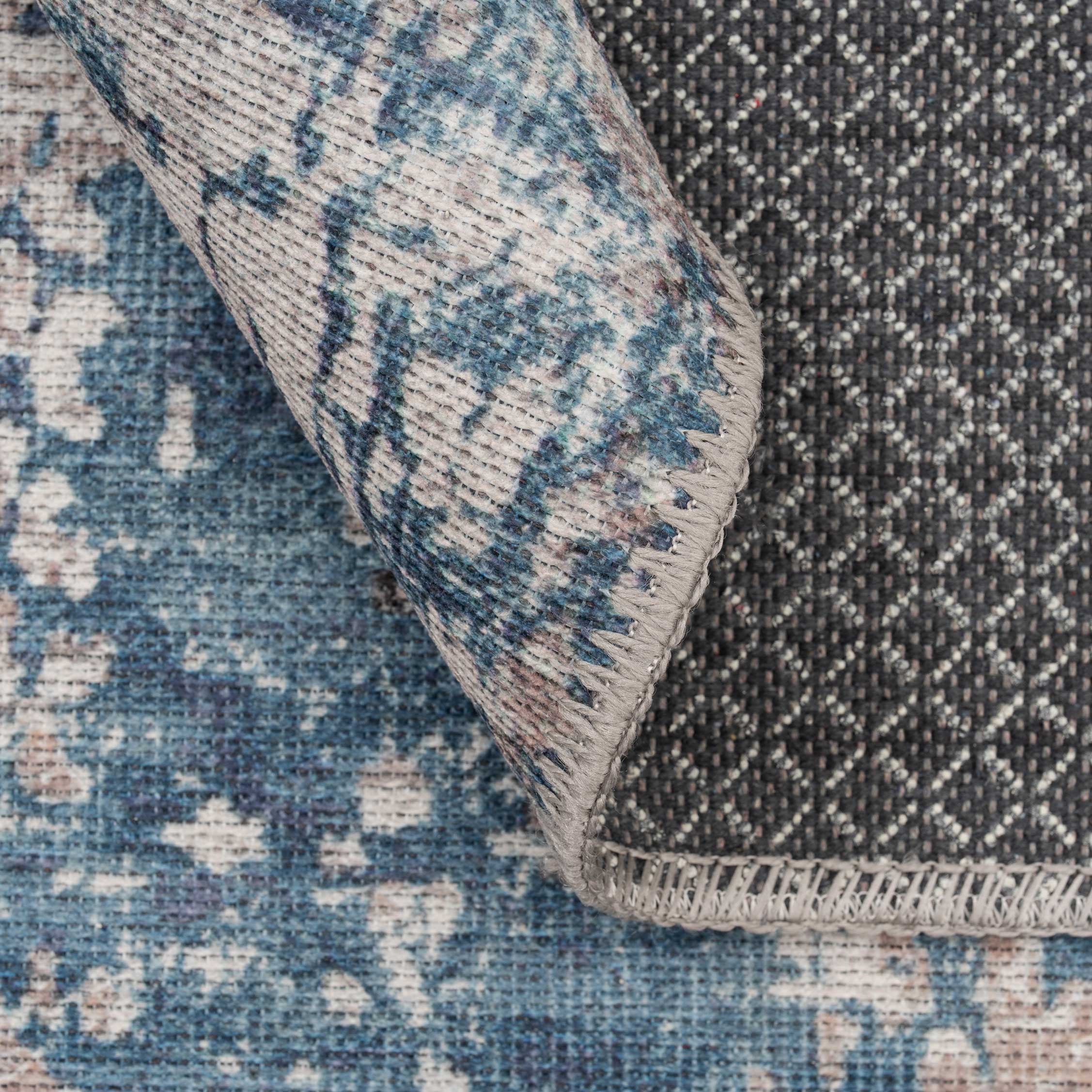 Flatwoven Washable Distressed Blue Runner - Dash - Image 5