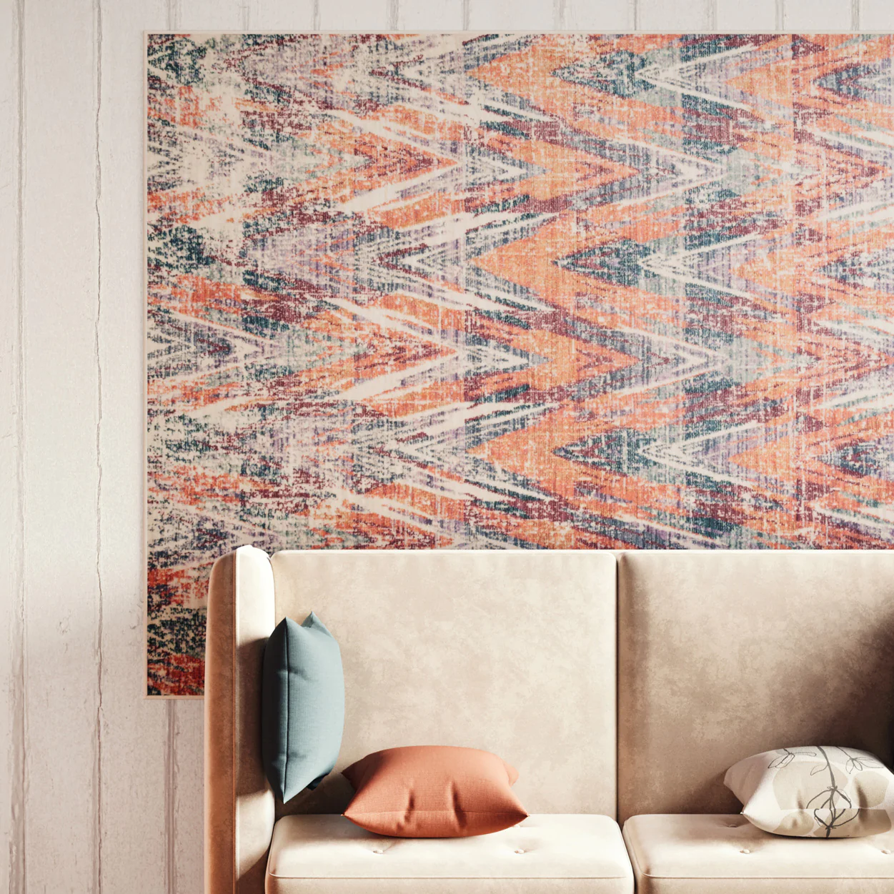 Washable Multicolour Zig Zag Rug - Ziggy - Image 6