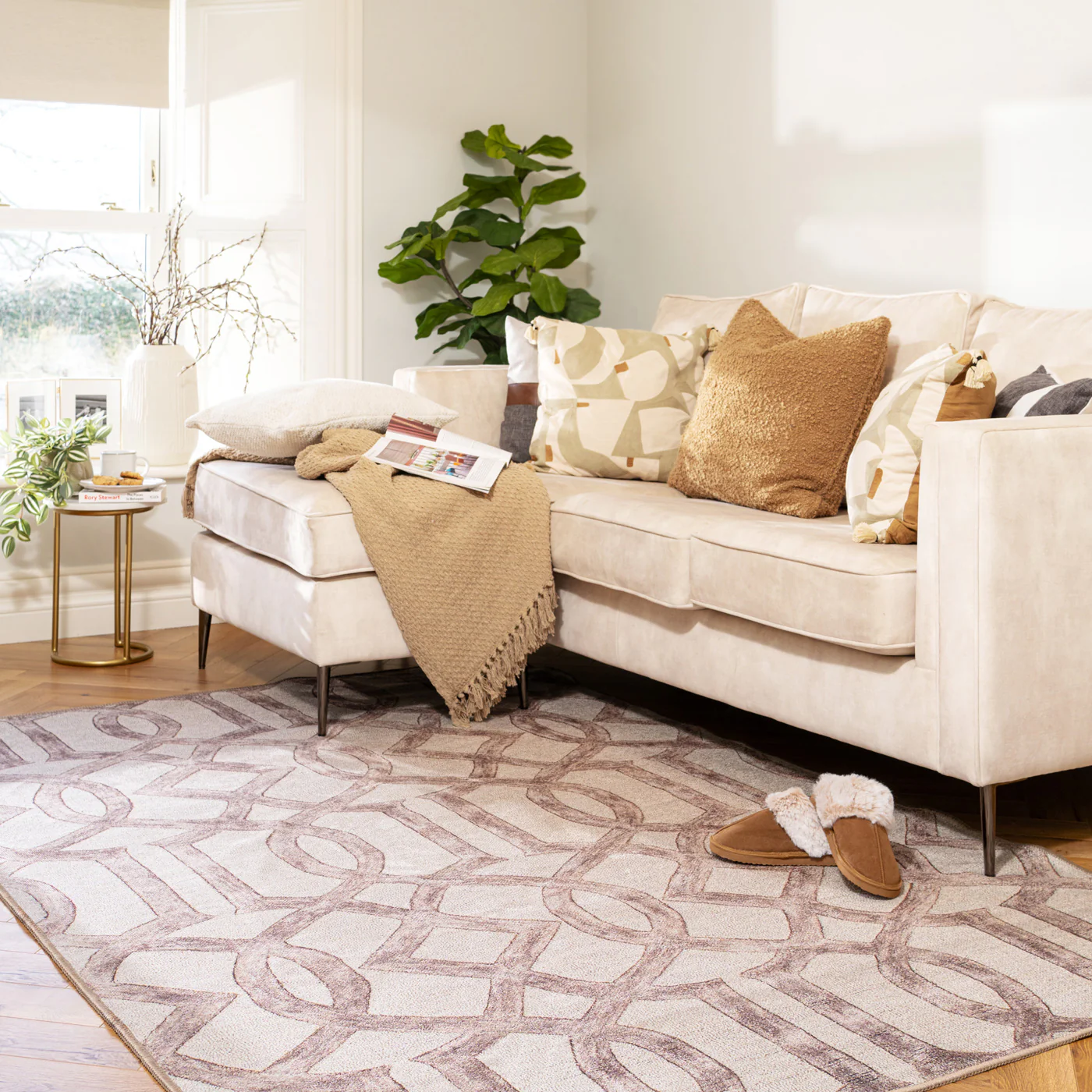 Washable Neutral Geometric Rug - Burrow - Image 3