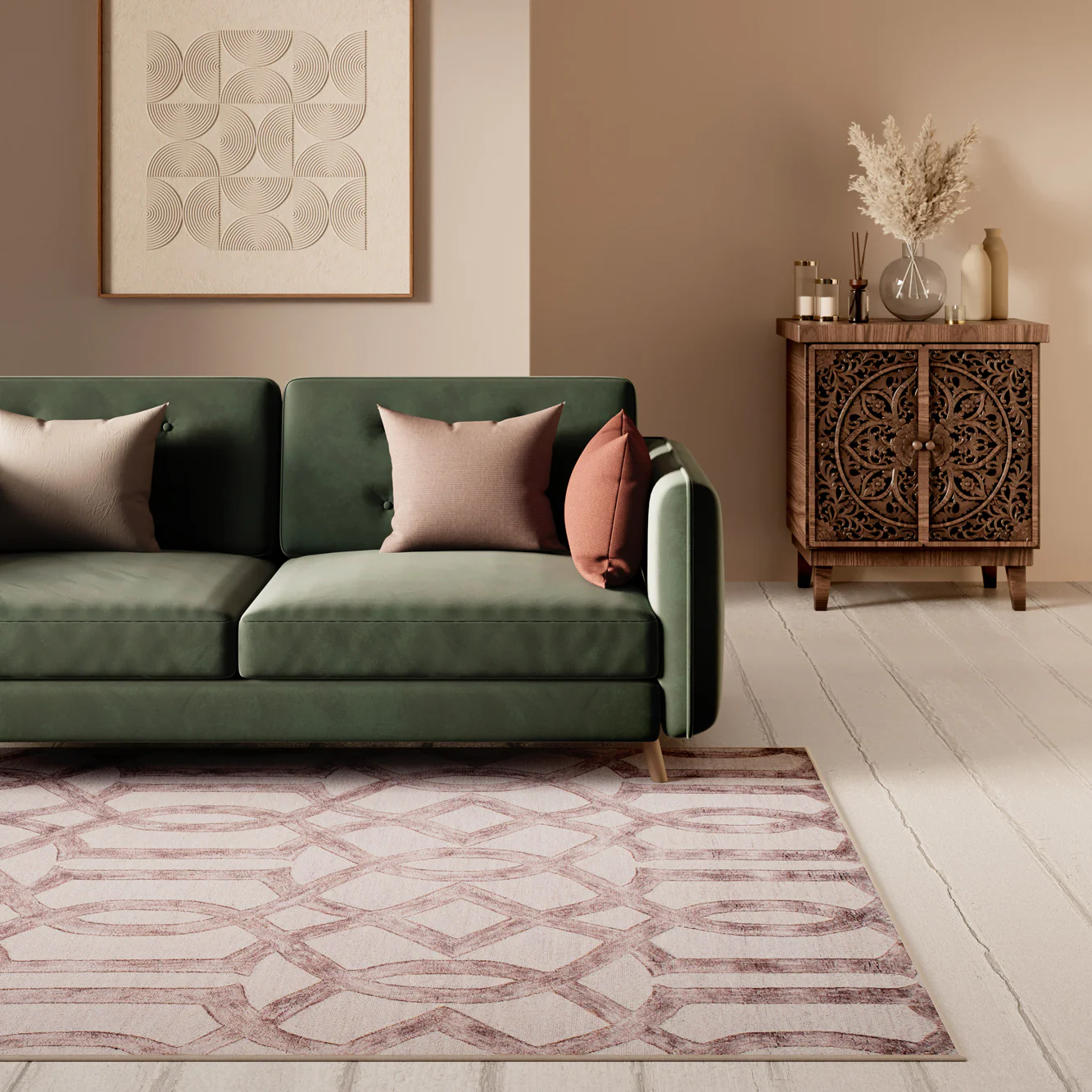 Washable Neutral Geometric Rug - Burrow - Image 5