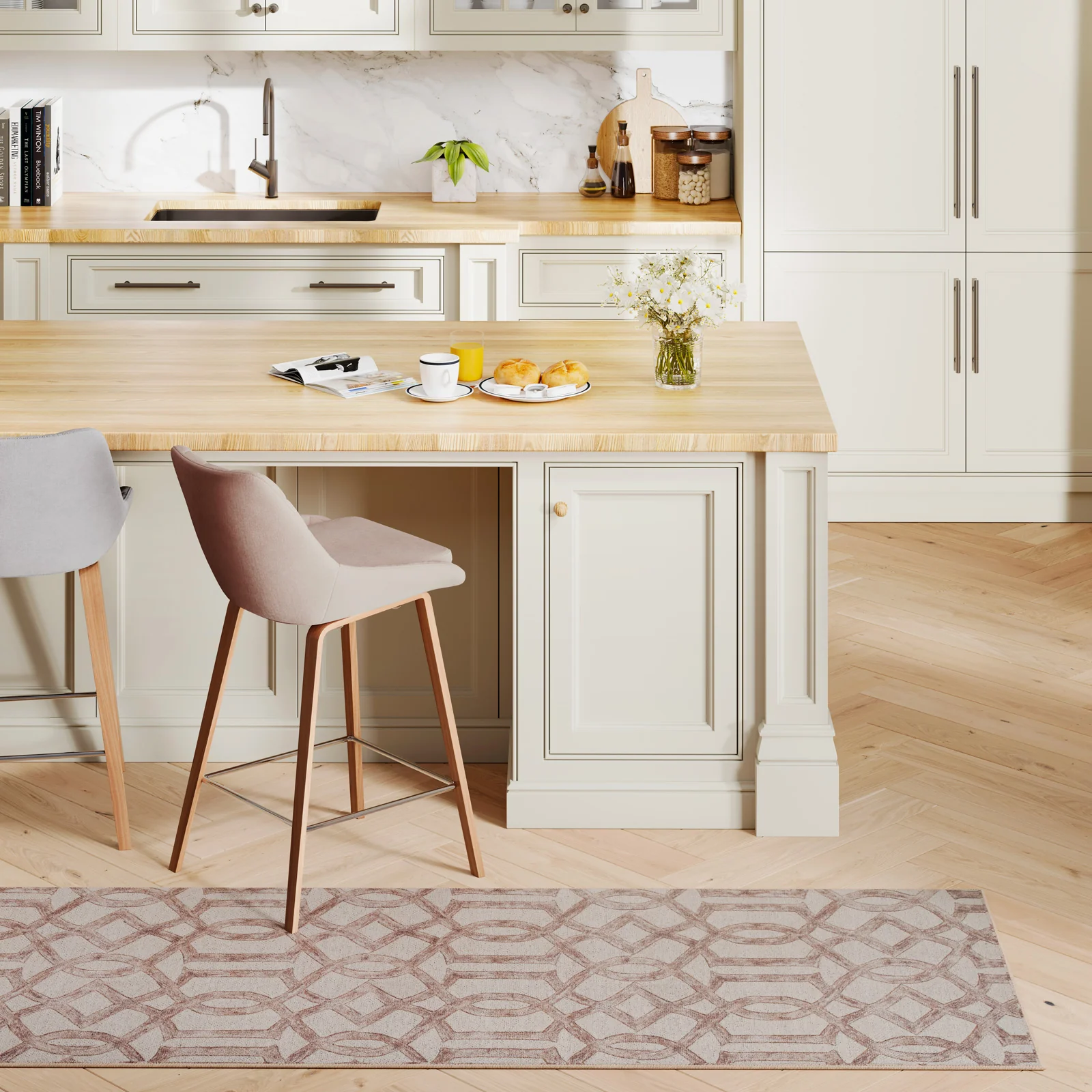 Washable Neutral Geometric Runner - Burrow - Image 5