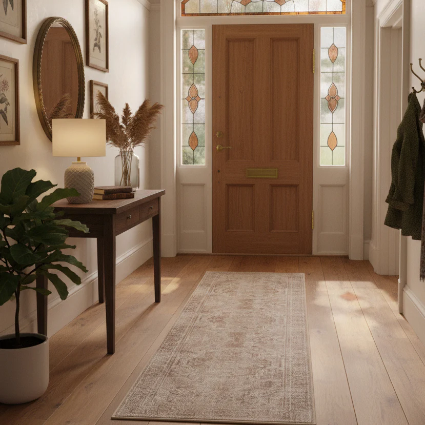 Washable Vintage Beige Runner - Isla